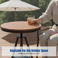 Outdoor Plastic Wood Table and Chair Set, Metal Frame, Patio Garden Dining Furniture, Modern Minimalist, Ideal for Balcony, Cafe, Tea Shop