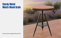 Outdoor Plastic Wood Table and Chair Set, Metal Frame, Patio Garden Dining Furniture, Modern Minimalist, Ideal for Balcony, Cafe, Tea Shop
