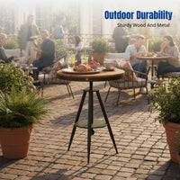 Outdoor Plastic Wood Table and Chair Set, Metal Frame, Patio Garden Dining Furniture, Modern Minimalist, Ideal for Balcony, Cafe, Tea Shop