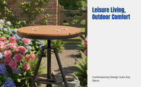 Outdoor Plastic Wood Table and Chair Set, Metal Frame, Patio Garden Dining Furniture, Modern Minimalist, Ideal for Balcony, Cafe, Tea Shop