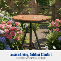 Outdoor Plastic Wood Table and Chair Set, Metal Frame, Patio Garden Dining Furniture, Modern Minimalist, Ideal for Balcony, Cafe, Tea Shop