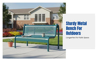 Outdoor Metal Bench, Iron Long Bench, Double Seat, Waterproof, Sun-Resistant, Modern Minimalist, for Sports Court, Community, Square