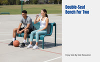 Outdoor Metal Bench, Iron Long Bench, Double Seat, Waterproof, Sun-Resistant, Modern Minimalist, for Sports Court, Community, Square