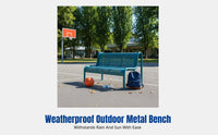 Outdoor Metal Bench, Iron Long Bench, Double Seat, Waterproof, Sun-Resistant, Modern Minimalist, for Sports Court, Community, Square
