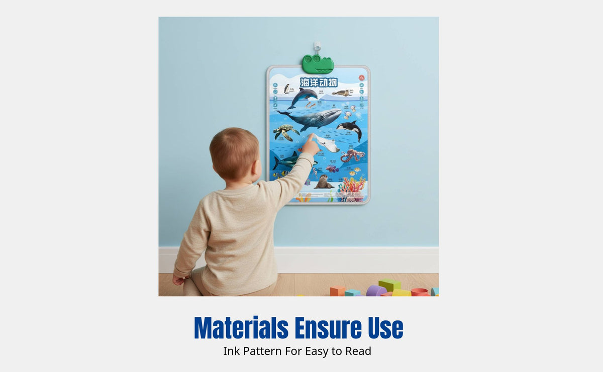 Early Learning Sound Poster, Interactive Talking Chart for Babies, Bilingual Educational Wall Toy