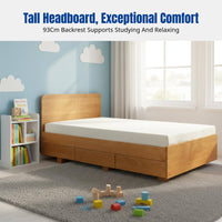 Hardwood Storage Bed, High Box Drawer, Side Opening, Walnut Wood, Nordic Design for Kids and Small Spaces