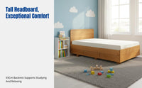 Hardwood Storage Bed, High Box Drawer, Side Opening, Walnut Wood, Nordic Design for Kids and Small Spaces