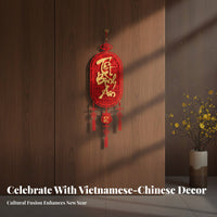 Seasonal Lucky Character Banner, Vietnamese New Year Text Decor, Festive Hanging Decoration
