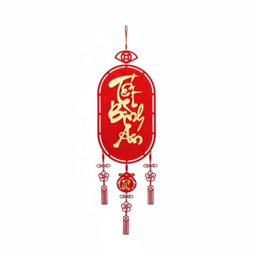 Seasonal Lucky Character Banner, Vietnamese New Year Text Decor, Festive Hanging Decoration