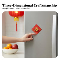 Chinese New Year Fridge Decor, Snake Year, Fu Character, Resin