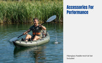 Inflatable Kayak, Lightweight Portable Fishing Boat, Solo Backpack Canoe, Accessories Included, Multi-Color, Water Activities