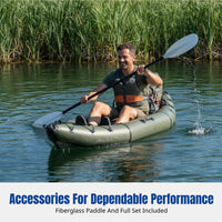 Inflatable Kayak, Lightweight Portable Fishing Boat, Solo Backpack Canoe, Accessories Included, Multi-Color, Water Activities