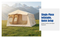 Inflatable Apex Tent, Large Space, Integrated Automatic Setup, Fast Assembly, Double Coating, Family Camping Shelter