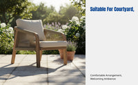 Outdoor Sofa Set, Garden Dining Table, Designer Patio Rattan Chair, Teak & Aluminum Wood Grain, Nordic Design, Hotel Balcony Furniture