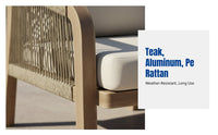 Outdoor Sofa Set, Garden Dining Table, Designer Patio Rattan Chair, Teak & Aluminum Wood Grain, Nordic Design, Hotel Balcony Furniture