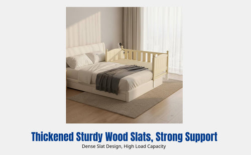 Infant Baby Bed, Adjustable Height, Splicing Design, Sturdy Wood Guardrail, Wide Sleeping Area