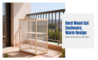 Wooden Cat Villa, Beech Series, Multi-Level Cat Enclosure, Detachable, Indoor Cat Shelter