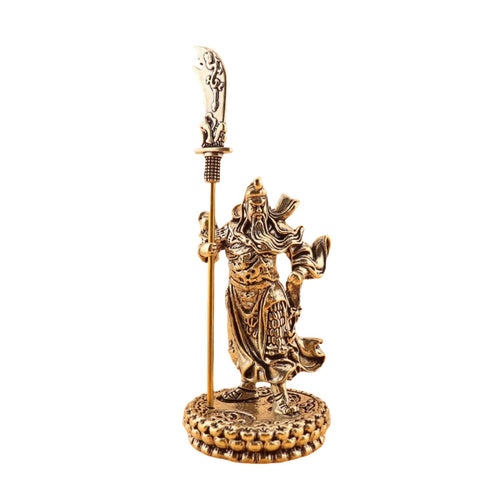 Brass Guan Gong Desktop Decoration, Chinese Warrior God, Tea Table Decoration