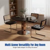 Nordic Minimalist Round Dining Table, Solid Wood, Vintage Style, Stone Top, Modern, Small Space, Home, Living Room