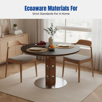 Nordic Minimalist Round Dining Table, Solid Wood, Vintage Style, Stone Top, Modern, Small Space, Home, Living Room