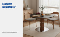 Nordic Minimalist Round Dining Table, Solid Wood, Vintage Style, Stone Top, Modern, Small Space, Home, Living Room