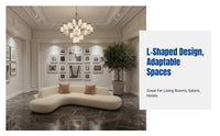 Curved L-Shaped Sectional Sofa, Modern Minimalist Corner Couch, Living Room, Hotel Reception, Soft Upholstery