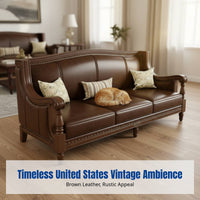 USA Vintage Leather Sofa, Top Grain Leather, Brown, Multi-Seat, Country Design