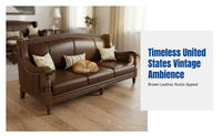 USA Vintage Leather Sofa, Top Grain Leather, Brown, Multi-Seat, Country Design