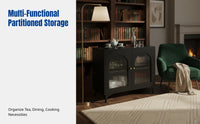 Sintered Stone Sideboard, Vintage Black Buffet Cabinet, Multi-Functional Storage, Adjustable Shelves, Kitchen & Living Room