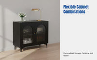 Sintered Stone Sideboard, Vintage Black Buffet Cabinet, Multi-Functional Storage, Adjustable Shelves, Kitchen & Living Room