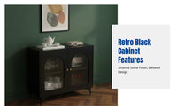 Sintered Stone Sideboard, Vintage Black Buffet Cabinet, Multi-Functional Storage, Adjustable Shelves, Kitchen & Living Room