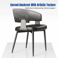 Italian Minimalist Modern Dining Chair, Designer Backrest, Black, Hotel Island, Luxury Home