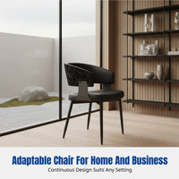 Italian Minimalist Modern Dining Chair, Designer Backrest, Black, Hotel Island, Luxury Home