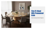 Round Dining Table, Solid Wood, Foldable, Rotating Tray, Large, Home, Hotel, Banquet, Multiple Sizes