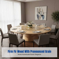 Round Dining Table, Solid Wood, Foldable, Rotating Tray, Large, Home, Hotel, Banquet, Multiple Sizes