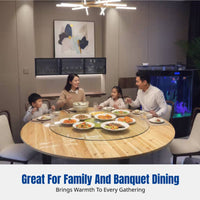 Round Dining Table, Solid Wood, Foldable, Rotating Tray, Large, Home, Hotel, Banquet, Multiple Sizes