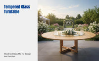 Round Dining Table, Solid Wood, Foldable, Rotating Tray, Large, Home, Hotel, Banquet, Multiple Sizes