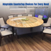 Round Dining Table, Solid Wood, Foldable, Rotating Tray, Large, Home, Hotel, Banquet, Multiple Sizes