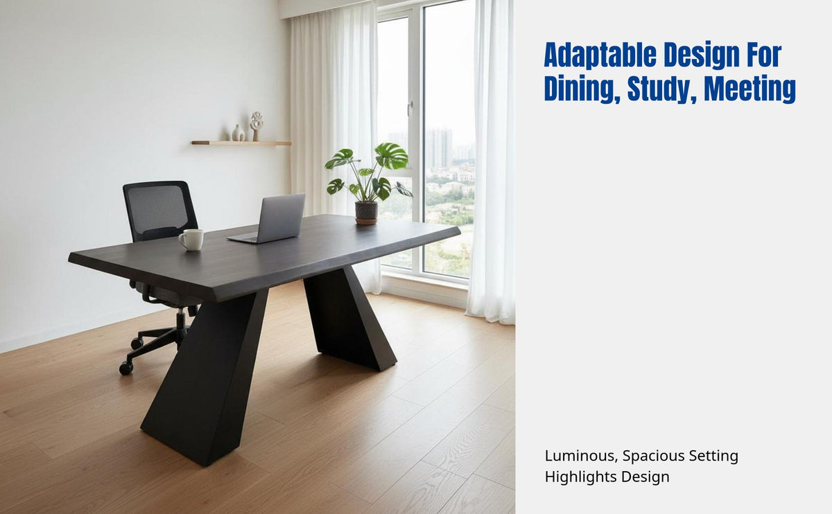 Modern Minimalist Dining Table, Rectangular Wood Desk, Designer Conference Table for Home Office