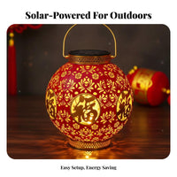Solar Lantern, Red Outdoor Waterproof Hanging Decoration, New Year Balcony Light