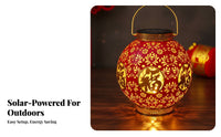 Solar Lantern, Red Outdoor Waterproof Hanging Decoration, New Year Balcony Light