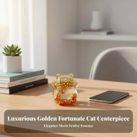 Fortune Cat, Gold Bean, Liquid Sand, Fortune Brick, Cute Gift Decor