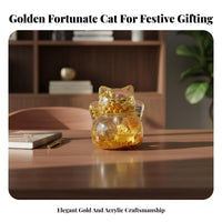 Fortune Cat, Gold Bean, Liquid Sand, Fortune Brick, Cute Gift Decor