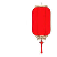 Faux Synthetic Leather Lantern Waterproof Festival Lantern Auspicious Patterns Chinese Design Hanging Light for Garden