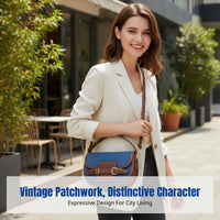 PU Saddle Bag, Vintage Patchwork, Unique Design, 2025 Trend, Casual Crossbody