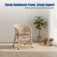 Traditional Rattan Chair, Handmade Bamboo Backrest, Lounge Chair for Seniors, Reinforced Frame