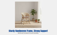 Traditional Rattan Chair, Handmade Bamboo Backrest, Lounge Chair for Seniors, Reinforced Frame