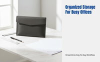 Magnetic Document Folder, PVC Leather Envelope, Custom Branding, Multi-Size Organizer, Business Office
