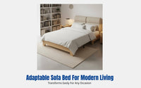Solid Wood Sofa Bed, Modern Minimalist, Convertible, Multi-Functional, Foldable, Space-Saving for Small Apartments
