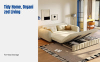 Chenille Sofa Bed, transformable multifunctional couch with storage, ideal for small apartments and living rooms